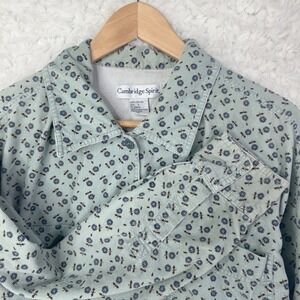 Cambridge Spirit Corduroy Floral Print Button Down Soft Shirt Long Sleeve Size L